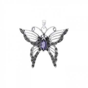 Butterfly Gemstone Marcasite Pendant TPD4770 - Jewelry